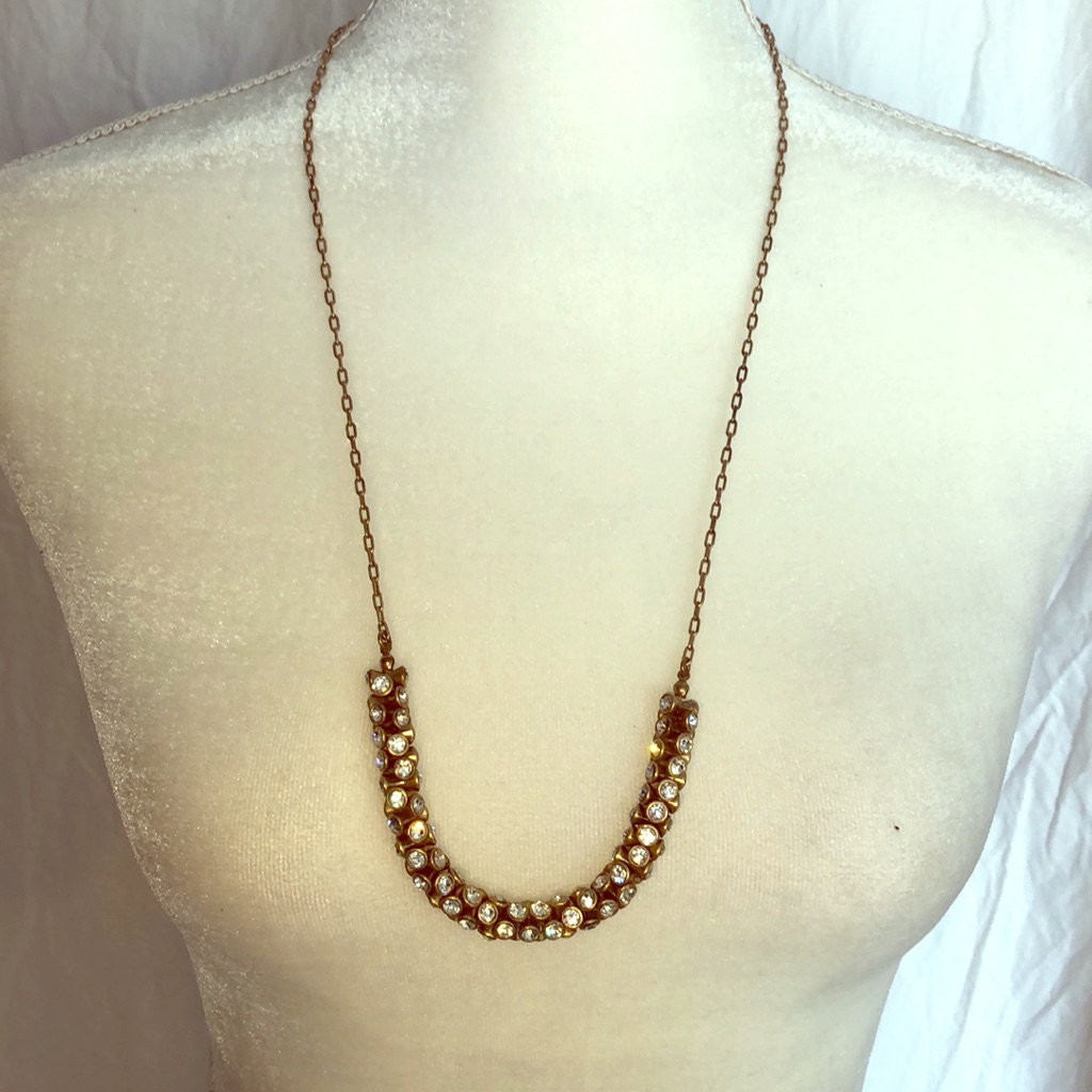 J Crew Rhinestone And Brushed Gold Necklace 18$